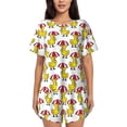 thumbnail image 1 of Fotbe Rubber Duck Chicken Bird Conjunto de Pijama Estampado para Mujer, 2 Piezas, Ropa de Dormir con Camiseta de Manga Corta y Shorts Suaves-Small, 1 of 6