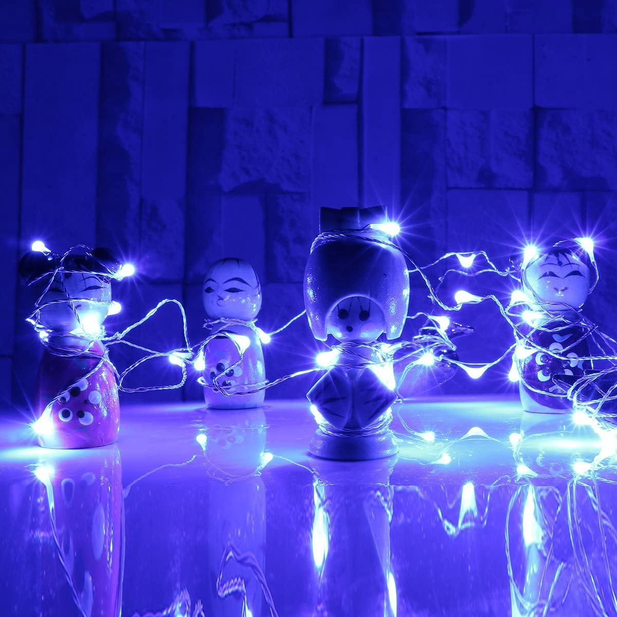 HomeDDecor Copper Wire String Lights, Fairy Light USB Plug in 66ft 200 Led Christmas String Light for Indoor Xmas Tree Wedding Party Patio Decor((Blue)