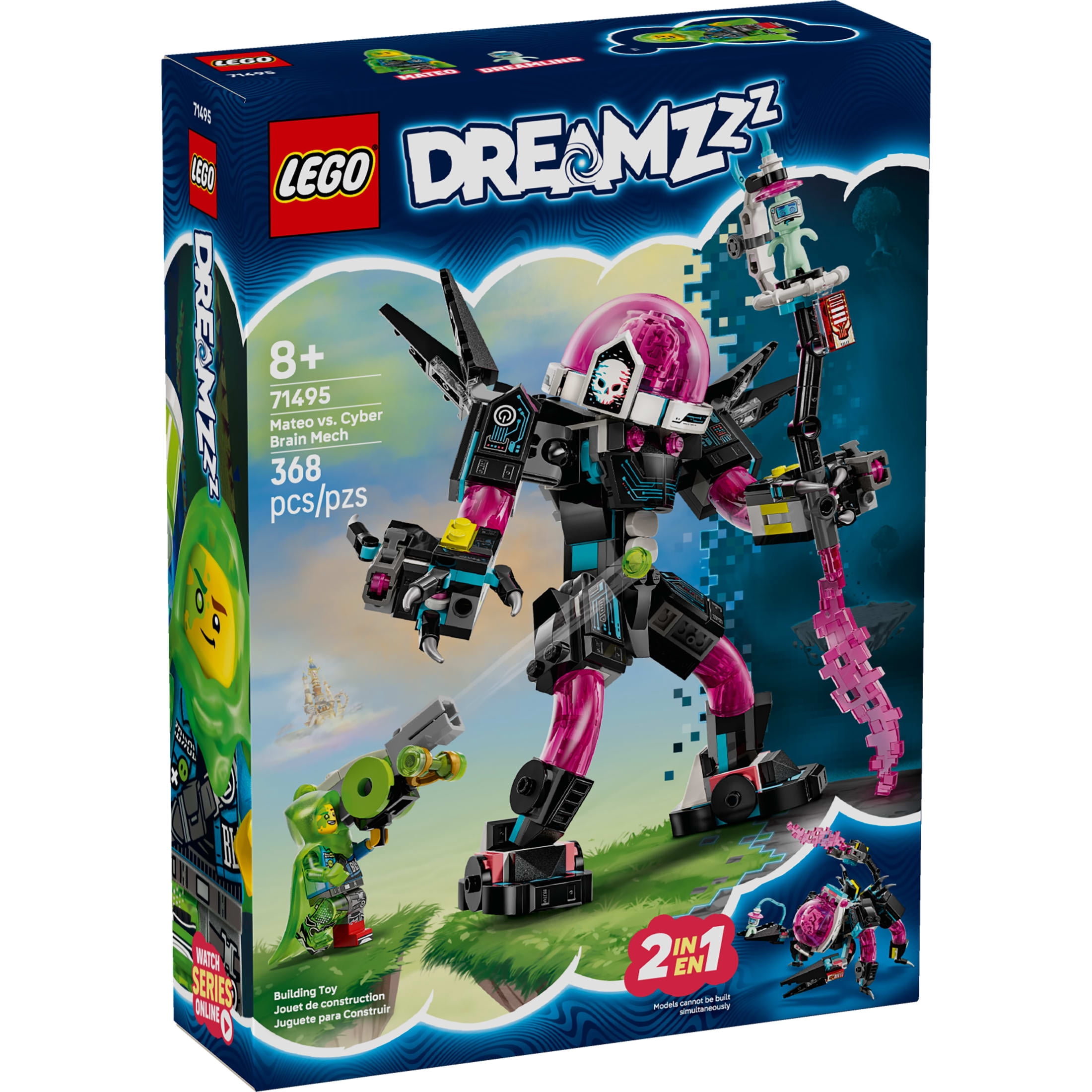 LEGO DREAMZzz Mateo vs. Cyber Brain Mech Robot Building Toy for Kids - Pretend Play Set W/Matteo & Dreamling Toy Figures for Boys & Girls, Ages 8+ - 2 Ways to Build - Gift Idea for Birthdays - 71495