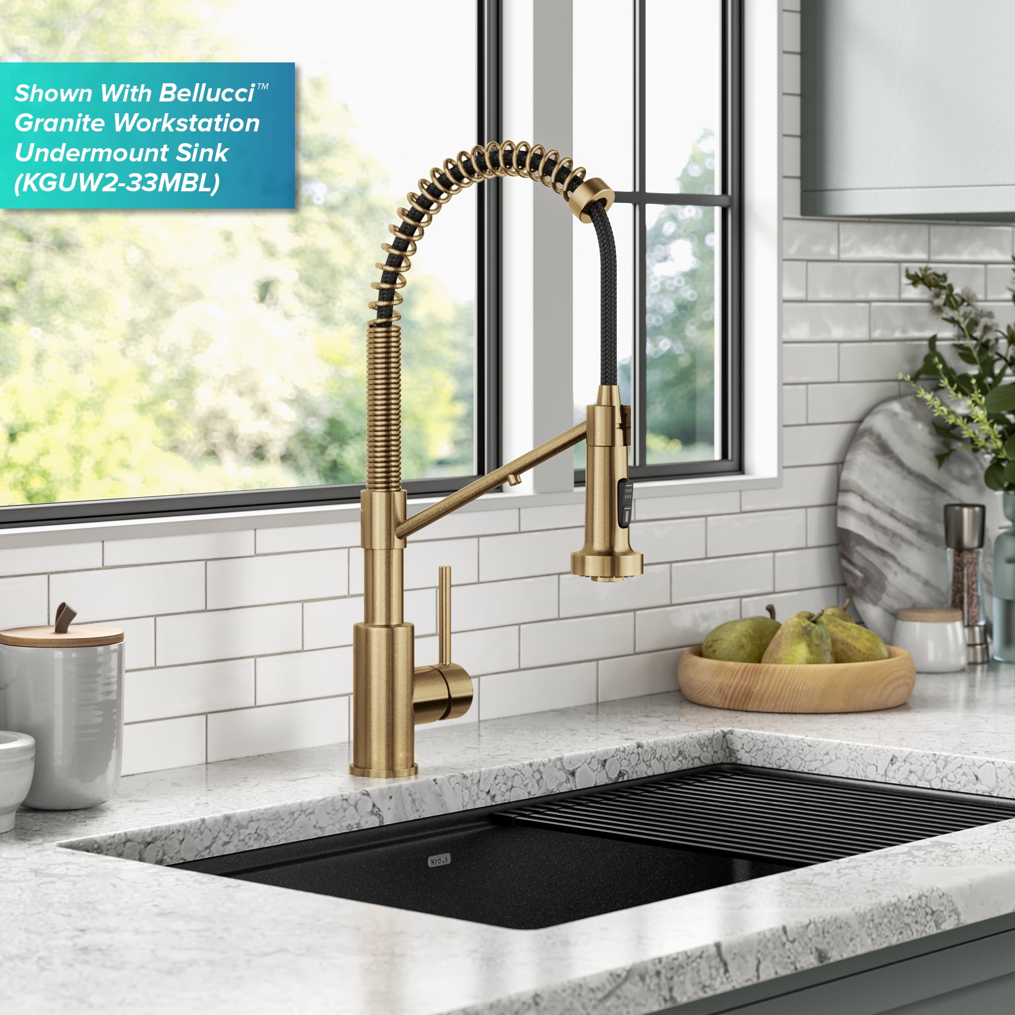KRAUS Bolden 2-in-1 Commercial Style Pull Down Single Handle Water Filter Kitchen Faucet for Reverse Osmosis or Water Filtration System in Spot-Free Brushed Brass
