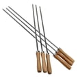 thumbnail image 1 of Kebab BBQ Stainless Steel Skewers with Wooden Handles Flat Reusable Metal Skewer Sticks with Storage Pouch 6Pcs, 1 of 5