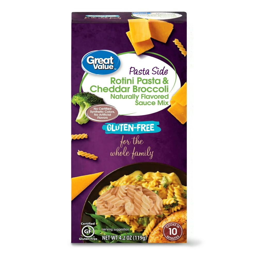 Great Value Gluten-Free Pasta Side, Rotini Pasta & Cheddar Broccoli, 4.