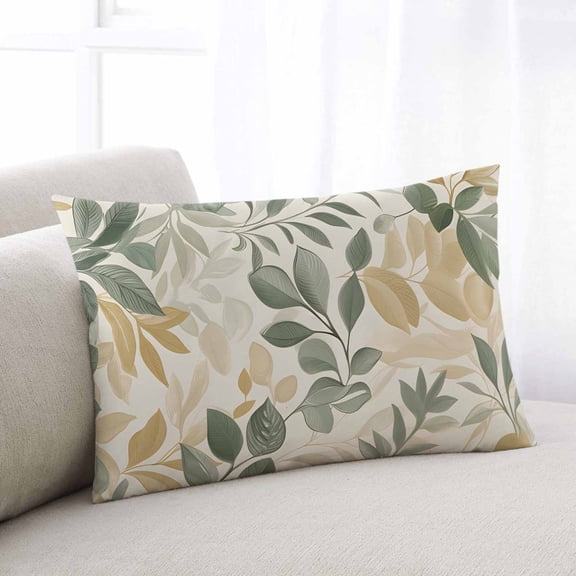 Sage Green Yellow Botanical Queen Pillow Covers, Spring Summer Vintage Soft Breathable Throw Pillow Cases with Invisible Zipper, Decorative Pillowcase Pillows Protectors for Sofa Bed Chair 20"x30"