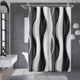 thumbnail image 3 of Black and White Striped Shower Curtain for Bathroom, Textured Fabric Shower Curtain Water Repellent Gray Shower Curtain Set Modern Geometric Bath Shower Curtain Luxury Hotel Style, 72W x 72L, 3 of 6