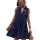 thumbnail image 1 of Vestidos casuales de verano para mujer, lindo vestido de playa sin mangas con cuello en V, mini vestido holgado, vestido corto plisado y fluido, XL, 1 of 5
