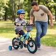 thumbnail image 4 of Costway Vélo pour Enfants 12 Pouces avec Roues Stabilisatrices, Double Main, Freins à Rétropédalage, Siège Ajustable Bleu Marine, 4 of 10