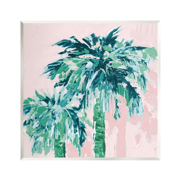 Stupell Industries Modern Green & Pink Palms Botanical & Floral Painting Unframed Art Print Wall Art, 12 x 12