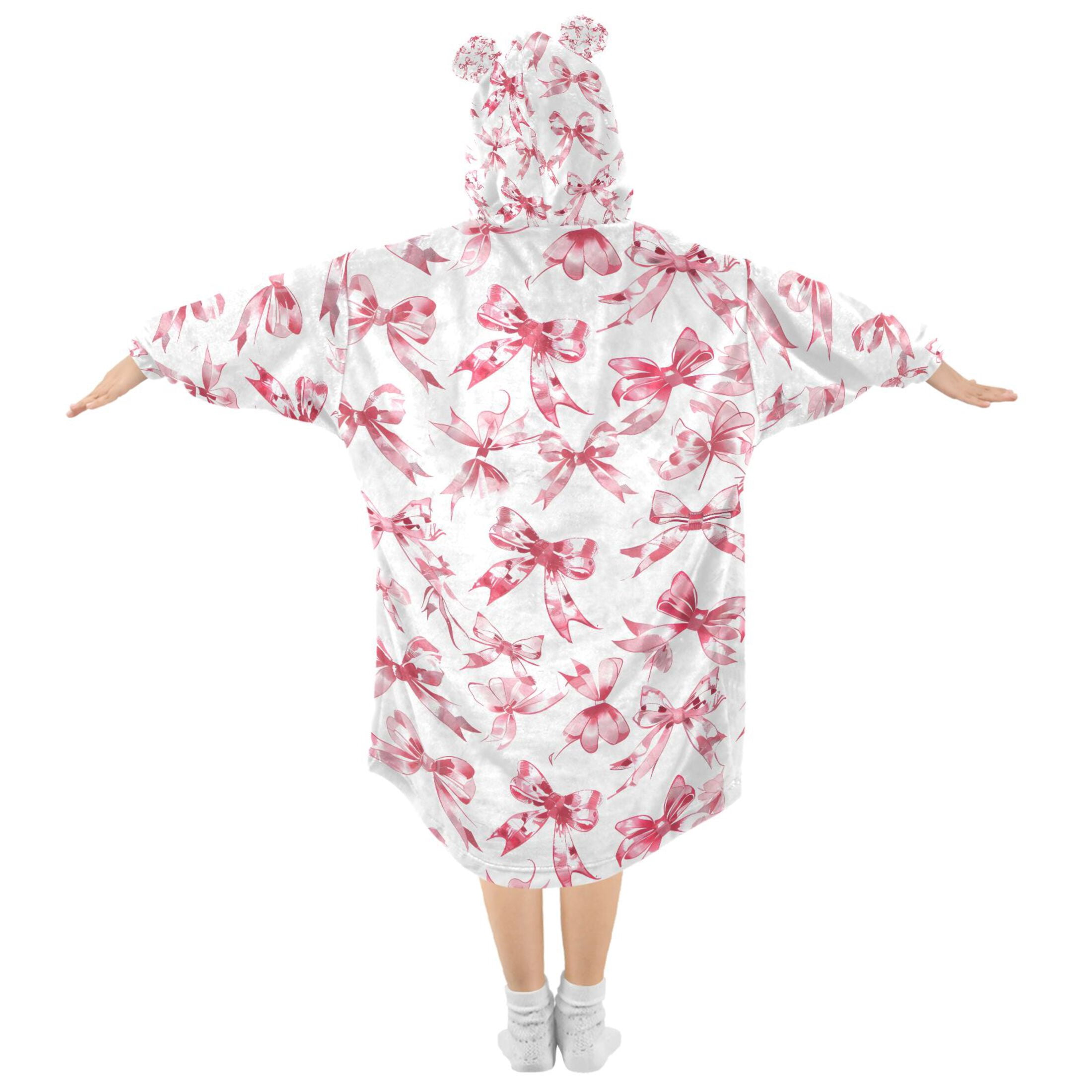 joogoo Blanket Hoodie for Bows Pink Oversize Sweatshirt 3-14 YR L