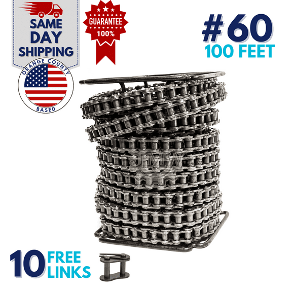 Jeremywell 60 Roller Chain 100 Feet with 10 Connecting Links