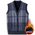 thumbnail image 2 of FRSASU Men's Warm Knitted Sweater Vest with Pocket Fleece Lined Sleeveless Cardigan V Neck Button Down Knitwear with Pockets for Winter Dark Gray, 2 of 3