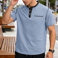thumbnail image 3 of Mens Henley Shirts Short Sleeve Casual Button Basic T-Shirts Summer Classic Vintage Tee Shirts with Pocket, XL, 3 of 7