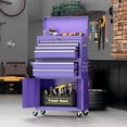 thumbnail image 2 of Crownland 8-Drawer Rolling Tool Chest with Wheels, Lockable 2 in 1 Detachable Tool Cabinet wit Drawers and Side Hooks, Garage Top Toolbox & Bottom Storage Cart(Purple), 2 of 17
