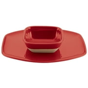 Rachael Ray Cityscapes Ceramic Hot Chip and Dip Set, Cherry Red
