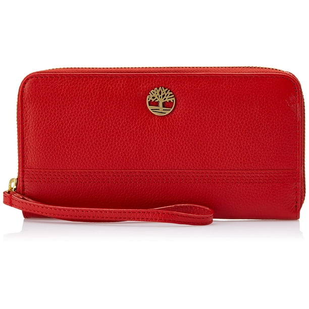Timberland portafolios de piel con cierre RFID para mujer con correa de muñeca, Cereza (Pebble), Talla única
