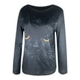 thumbnail image 4 of kayannuo Fall Clothes For Women Women's Fashion Casual Round Neck Cat Print Casual Long Sleeve T-Shirt Black, 4 of 4