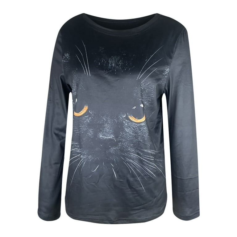トップス CAT トップス CAT PRINTED TEE(BLACK, 38) Amazon.com: Cat Shirt. Retro