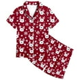 thumbnail image 4 of Weebloom Girls Christmas Pajamas Xmas Printed Silk Short Sleeved 2-13 Years Girls Pajamas Sleepwear Red 10-11 Years, 4 of 4