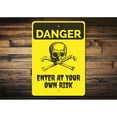 thumbnail image 2 of Danger Sign, Skull Sign, Crossbones Sign, Enter Own Risk Sign, Danger Enter Sign, Haunted House Decor, Skull Aluminum Decor - 10x14 inches, 2 of 4