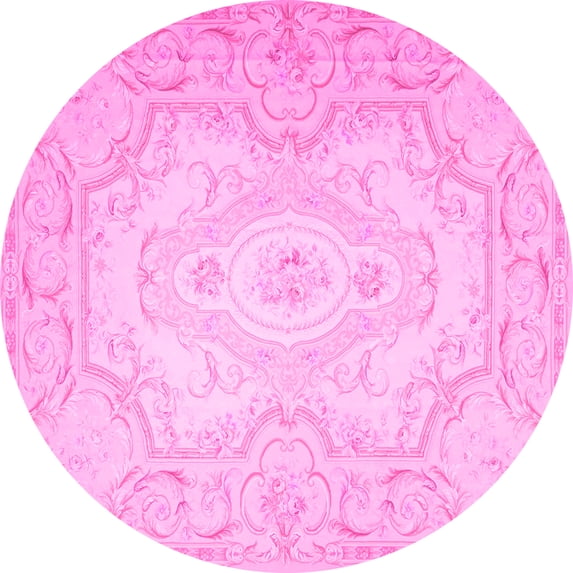 Ahgly Company Indoor Round Persian Pink Traditional Area Rugs, 6' Round