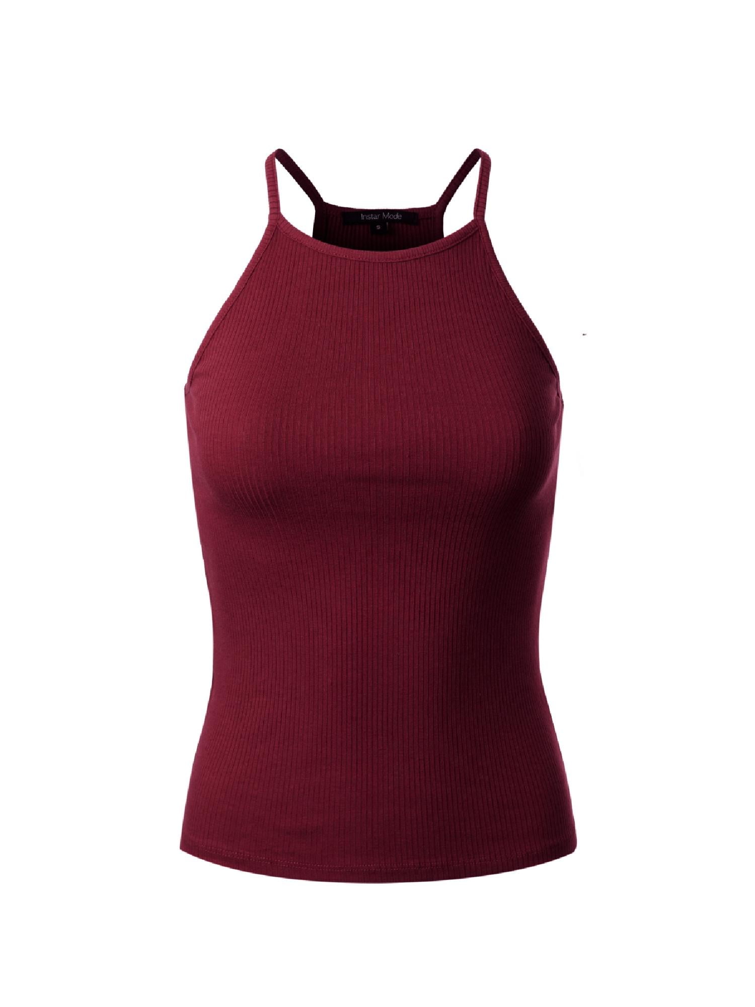 Made by Olivia - Made by Olivia Women's Basic High Neck Ribbed Tank Top ...