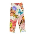 thumbnail image 4 of Kll Womens Flowers And Birds Watercolor Print Pajama Pants Soft Pajama Bottoms For Women Cozy Lounge Pants, 4 of 9