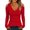 08# Red, variant on Cold Shoulder Ribbed Top for Women Long Sleeve Slim Fit Deep V Neck Fitted Knit Shirt Fall Versatile Comfy Casual Basic Blouse Black L