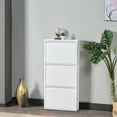 thumbnail image 4 of Flip Drawer Shoe Cabinet, Storage Organizer, Freestanding Shoe Rack, Wall Mounted No-Assembly (White, 3 Drawer), 4 of 8