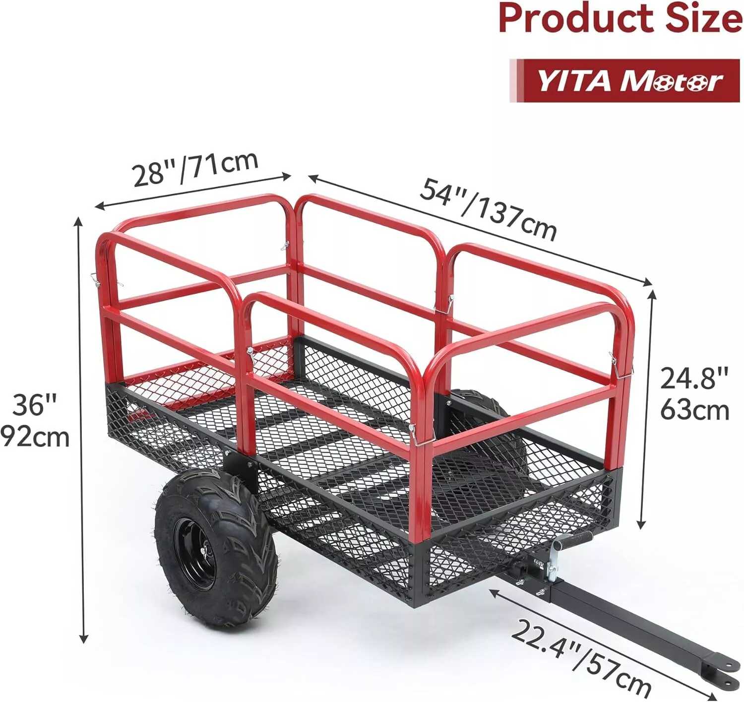 RVNI ATV Trailer Dump Cart Tow Behind for Lawn Mower Tractor 1500lbs 15 Cu ft