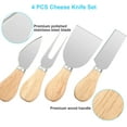 thumbnail image 4 of -4 PCS Cheese Knife Set for Charcuterie Board, Wood Handle Stainless Steel Cheese Slicer & Cutter Utensils with Mini Knife, Butter Knife, Fork, 4 of 7