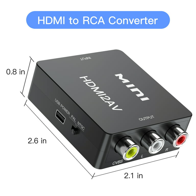 Convertidor RCA a HDMI 1080P Mini CVBS a HDMI Convertidor de audio de vídeo  compuesto AV a HDMI Conversor Soporta NTSC PC Laptop Xbox PS4 PS3 TV STB