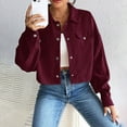 thumbnail image 6 of Corduroy Jacket Women, Yigetop Womens Cropped Corduroy Jacket Loose Button Down Long Sleeve Shacket Coat Jackets for Women Trendy Wine S, 6 of 9