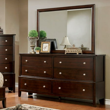 Transitional Style Dresser Brown Cherry Walmart Com