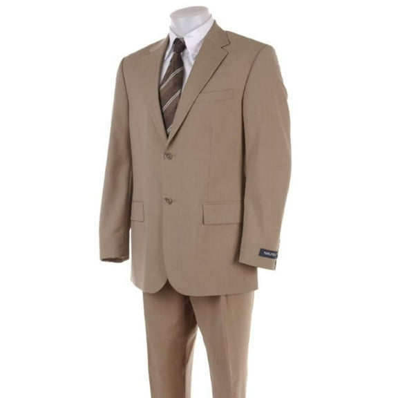 Men's 2 Two Button Super 100'S HW0462 Coffe ~ Tan ~ Beige Business Summer 2 Piece Suits For Men Double Side Vent