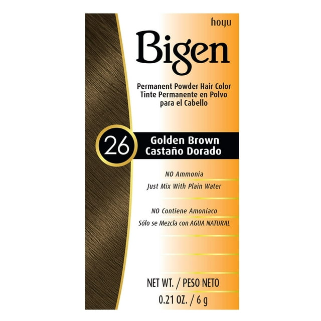 Tinte permanente en polvo para cabello #26 Bigen, marrón dorado, paquete de 6