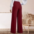 thumbnail image 6 of Htigea Womens Straight Leg Dress Pants High Waisted Button Pleated Business Trousers Solid Color Office Work Commute Pant Red S, 6 of 8