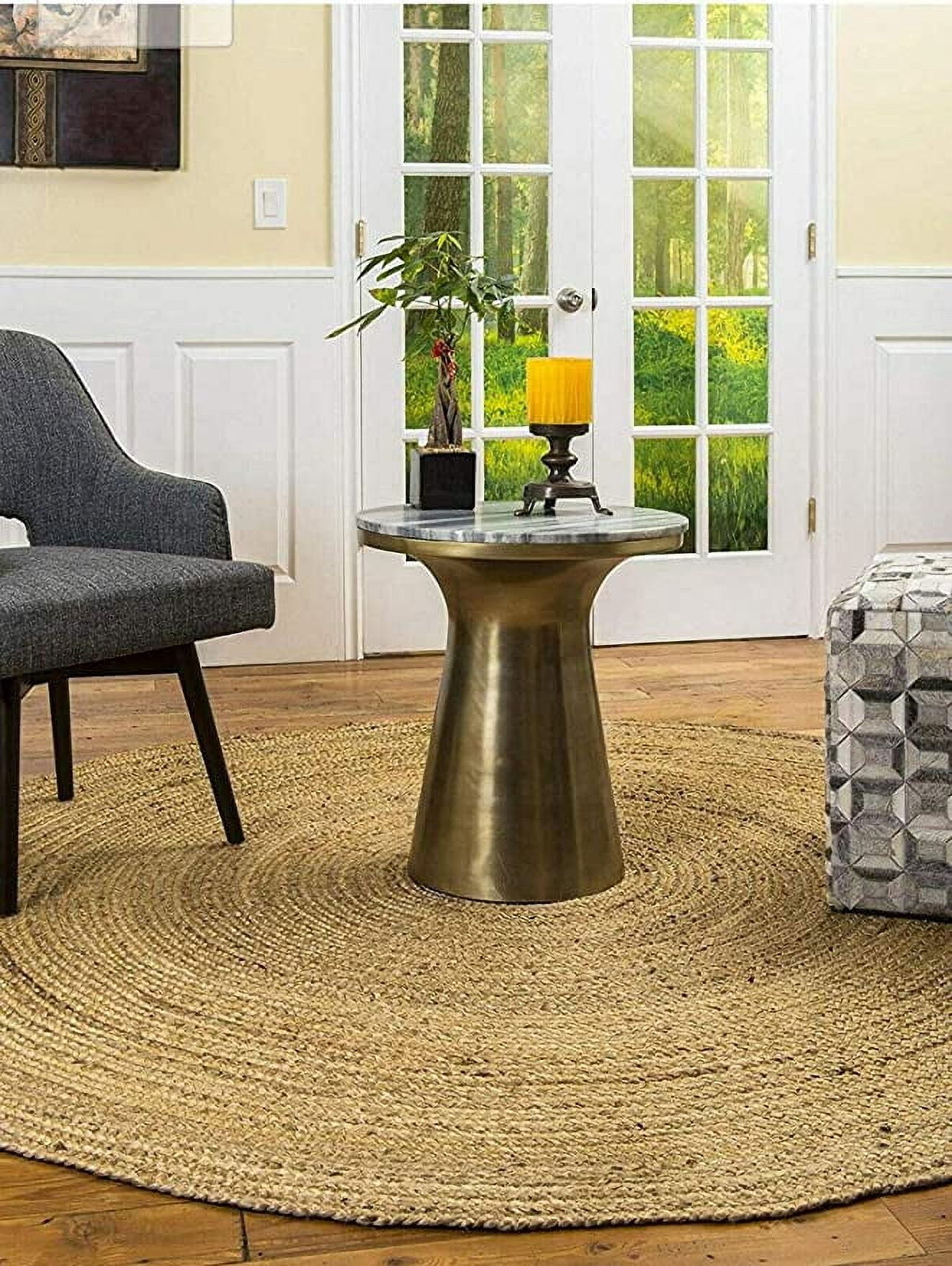 Ripaz Vogue Natural Jute Rug Beige Round Braided Jute Area Rug