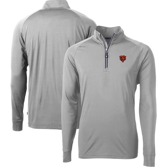 Men's Cutter & Buck Gray Chicago Bears Big & Tall Adapt Eco DryTec Raglan Quarter-Zip Jacket