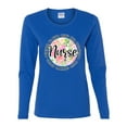 thumbnail image 3 of Floral Nurse Appreciation Pop Culture Womens Graphic Long Sleeve T-Shirt, Royal, Medium, 3 of 5