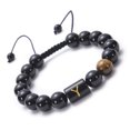 thumbnail image 1 of Qarigey 26 pulseras con letras ajustables de 10mm, cuentas de piedra de ojo de tigre de ónix negro Natural, de cuerda trenzada, regalo Ropa, zapatos y accesorios Miscelánea No.13, 1 of 6