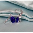 thumbnail image 2 of Sapphire Drop And Dangle Earrings, Pear-Cut Blue Solitaire Earrings, Gifts for Women 14k White Gold Plated, 2 of 2