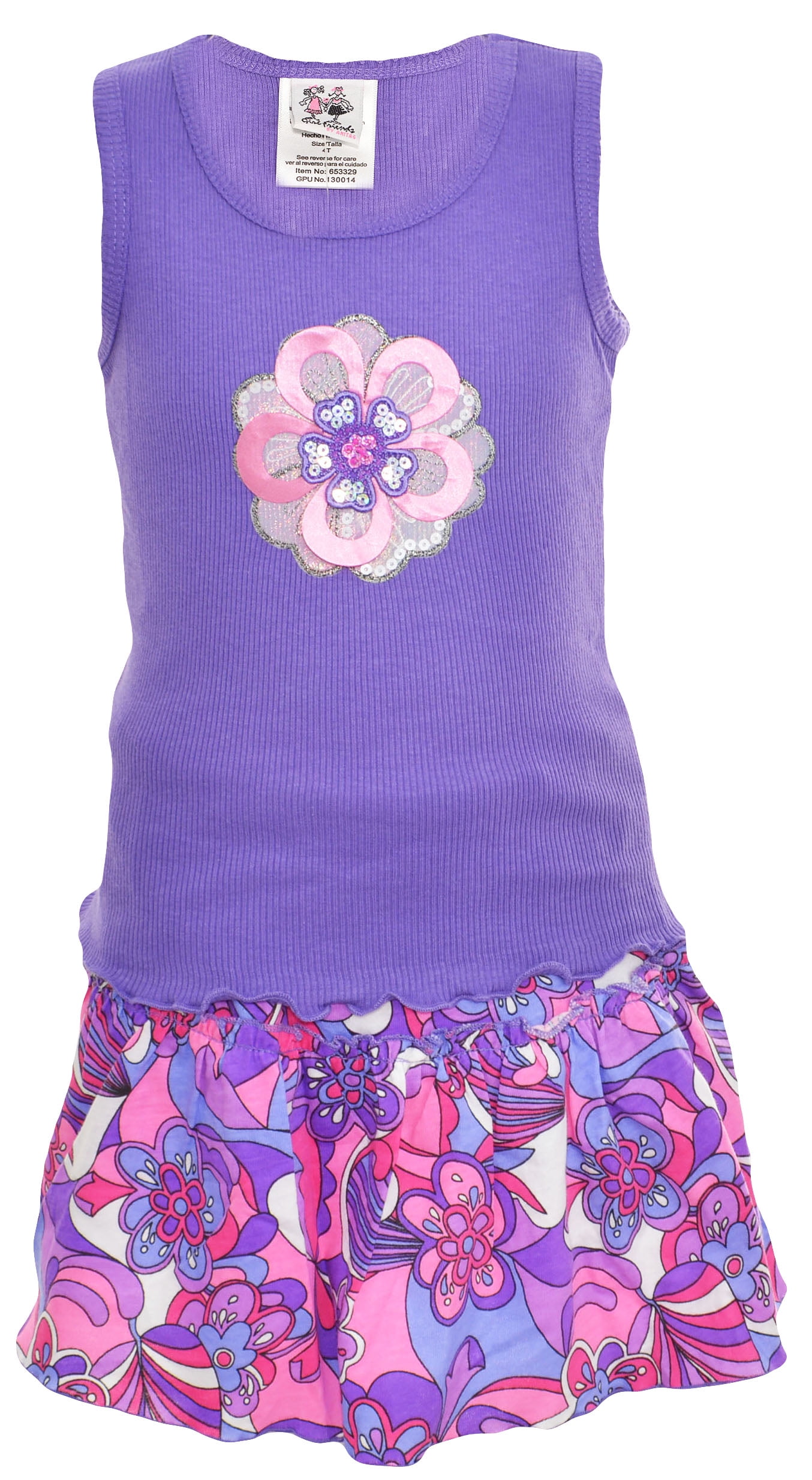 Girlfriends by Anita G 2 Piece Sleeveless Top /& Shorts Set for Girls