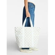No Boundaries Womens Beach Insulated Tote Bag, Tan Checker