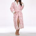 thumbnail image 6 of Women Plush Robe Long Hooded Bathrobe Soft Fleece Loungewear Winter Warm Sleepwear Housecoat Gown, 6 of 7