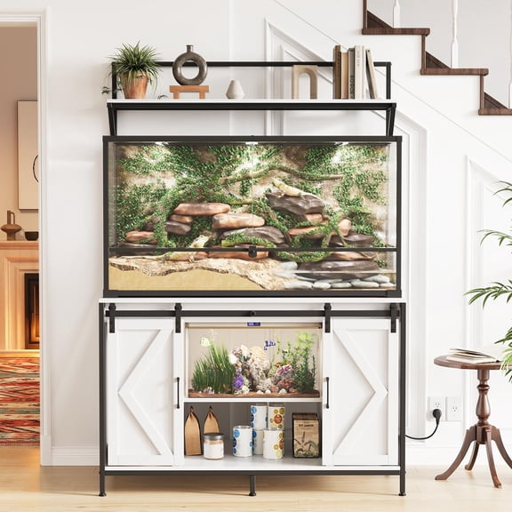 Ataucjin 120 Gallon Fish Tank Stand with Power Outlet, Aquarium Stand with 48" x 24" Tabletop & Power Outlet Ample Storage for Filter and Fish Tanks Accessories, Reptile Tank Stands, 1200 LBS