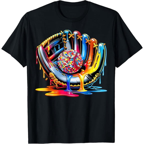 Baseball Drip for Boys Ice Cream Drip Baseball Stuff Lover T-Shirt, T-Shirt for Kids Youth, 180gsm, 100% Cotton
