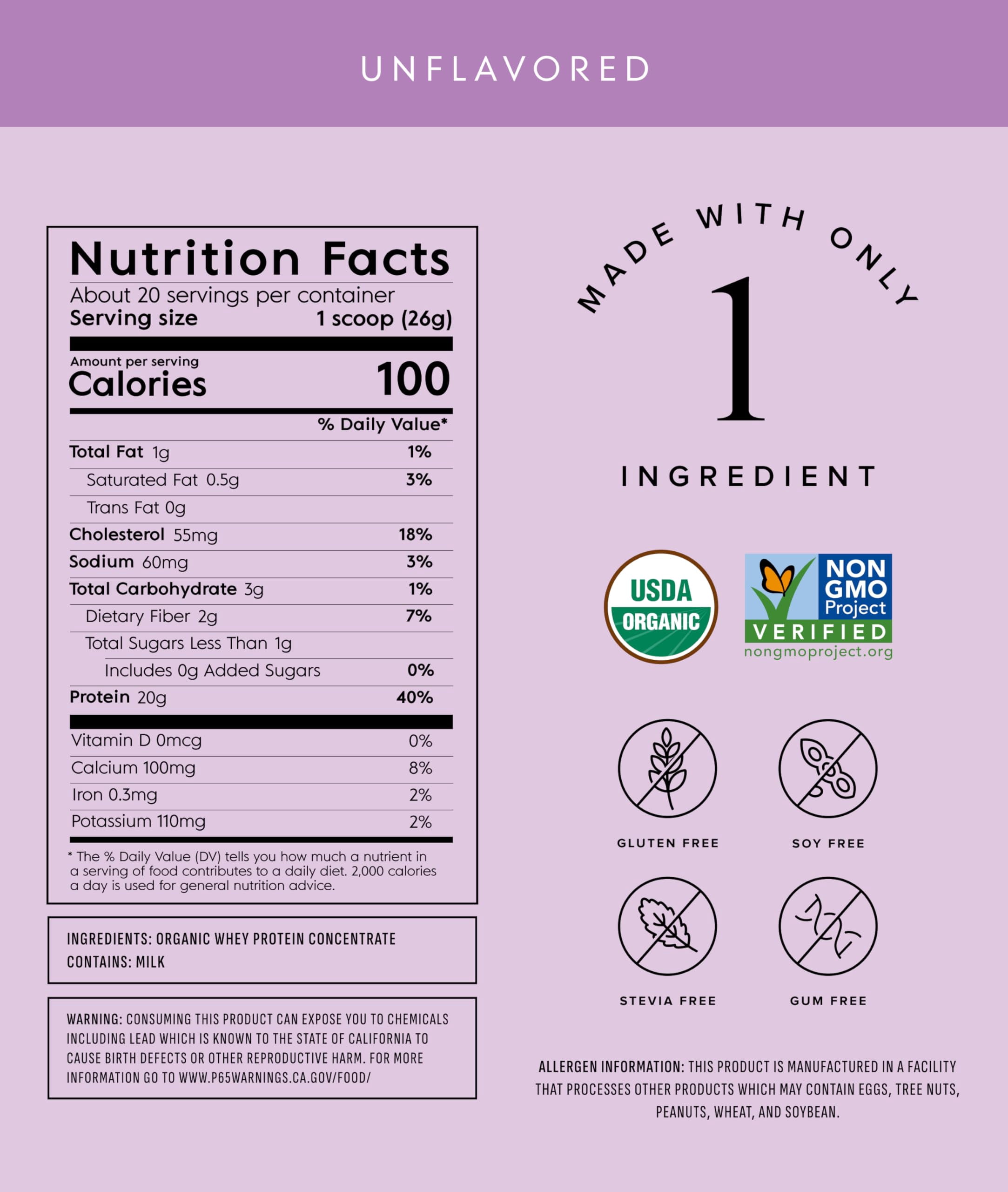 Truvani Vegan Plant Based Pea Protein Powder | Organic | Unflavored | 20 Servings | Gluten & Dairy Free