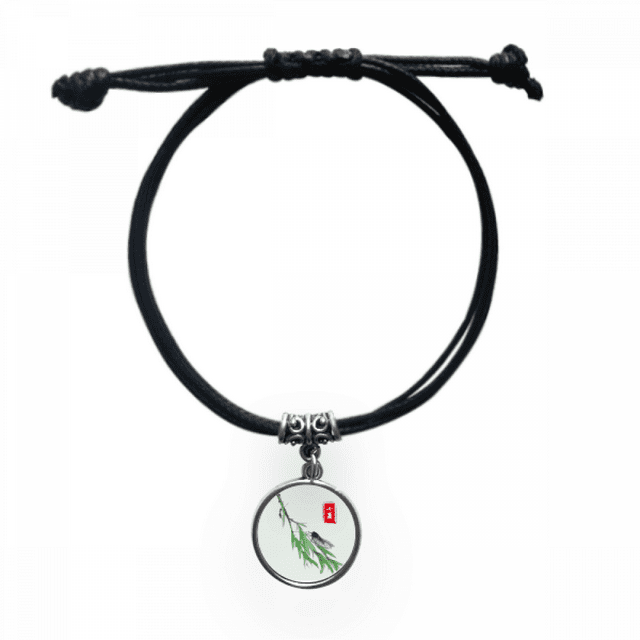 Circlar Slight Heat Twenty Four Solar Term Bracelet Leather Rope Wristband Black Jewelry