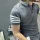 thumbnail image 5 of Camisetas con cuello para hombre, ropa estética elegante 2024, top XL, ropa de calle para gimnasio, moda informal, polo a rayas, camiseta básica para hombre, 5 of 5