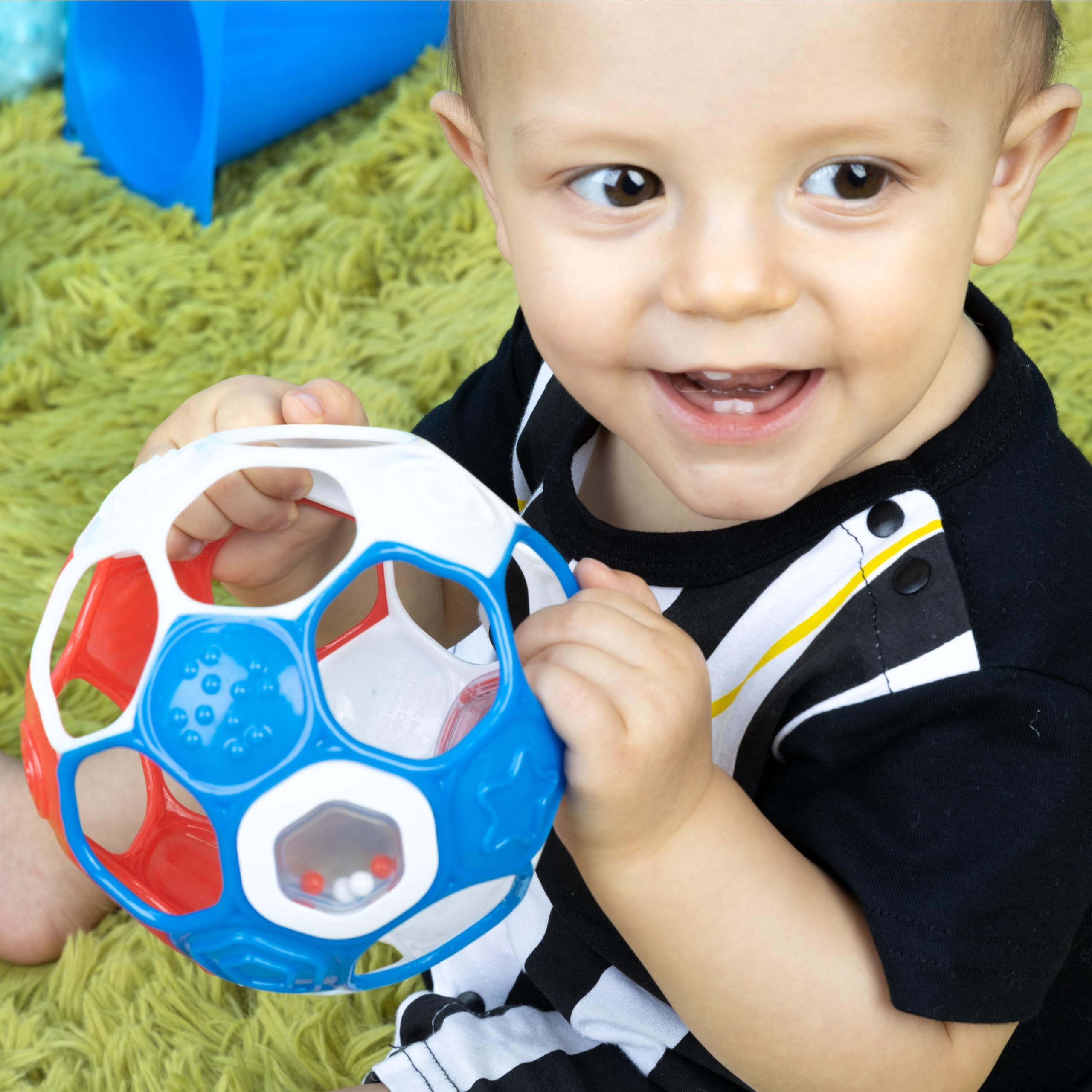 Bright Starts Grippin’ Goals Rattle Ball – Red, White & Blue