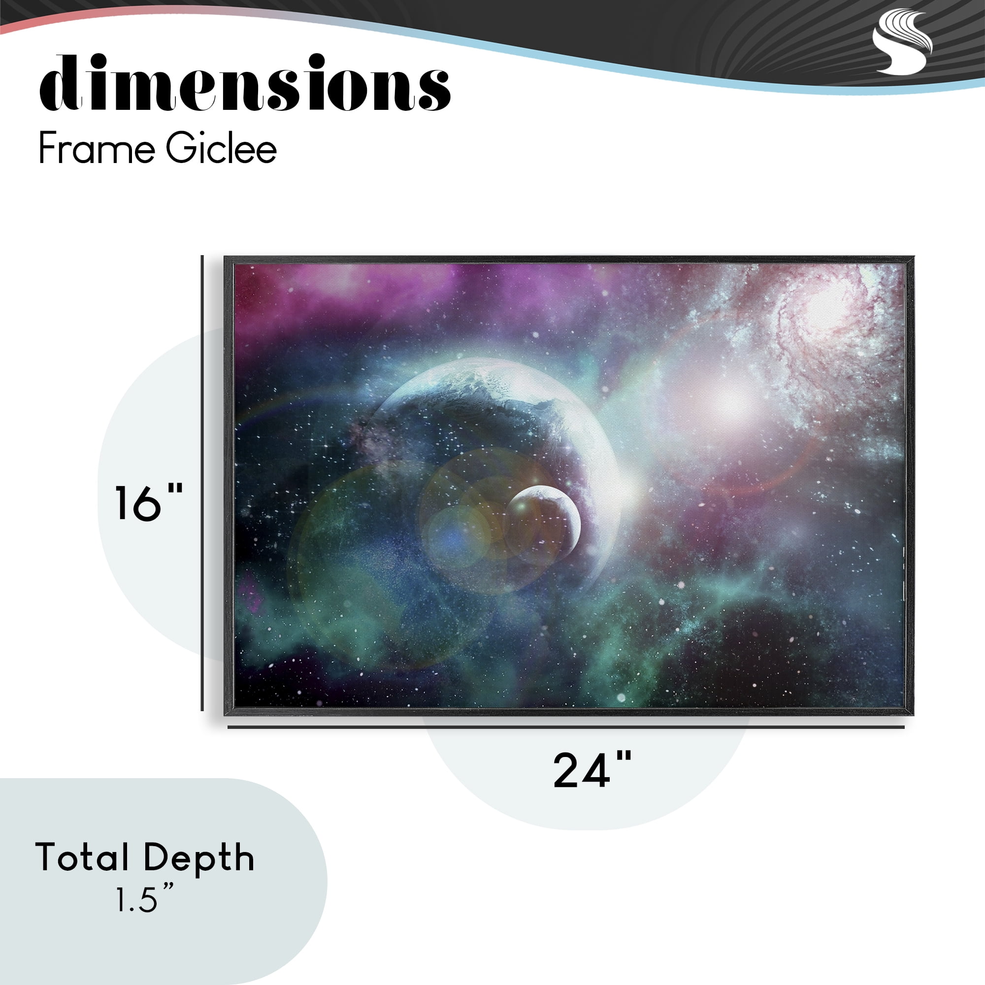 Eclipsing Cosmos Planets Black Framed Giclee Art, design by Ali Chris